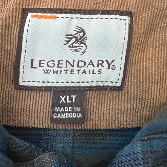 Legendary Whitetails Blue and Brown Plaid Flannel Button Up Shirt - Picture 5 of 7